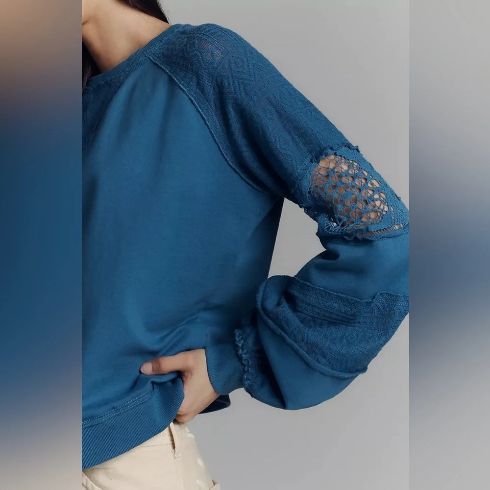NWT Anthropologie lace balloon sleeve top